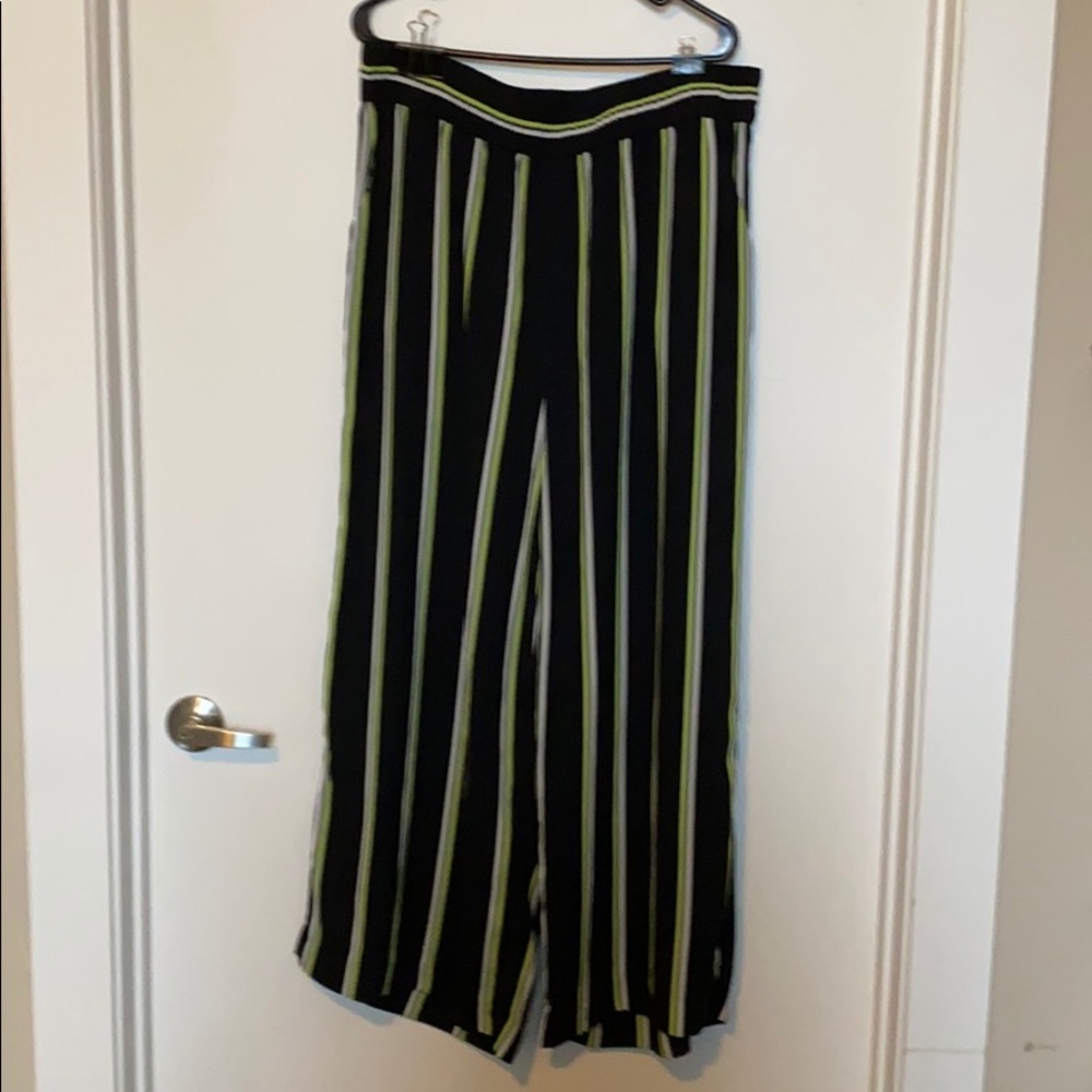 Rachel Roy Black Stripe Wide Leg Pants